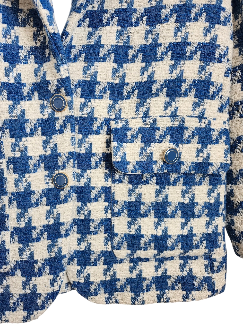Joie Blue and White Houndstooth Blazer Jacket - Picture 6 of 6